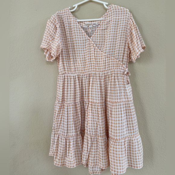 Roxy Kids Dress - Peach Gingham - Picture 1 of 3